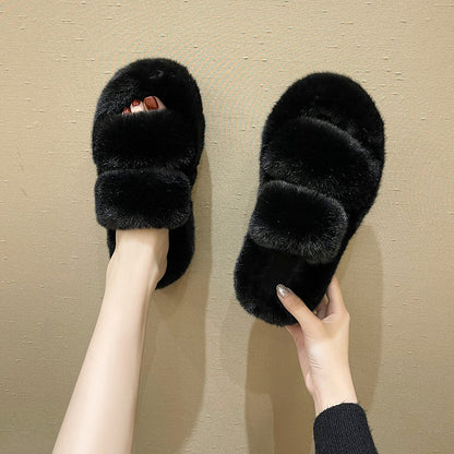 Fuzzy Slippers Women | Cozy Faux Fur Slippers With Soft Rubber Sole