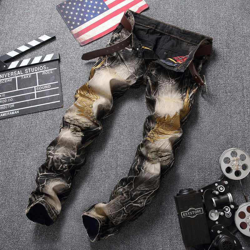 Embroidered Jeans | Men's Slim Fit Denim Pants | Comfortable Cotton Fabric