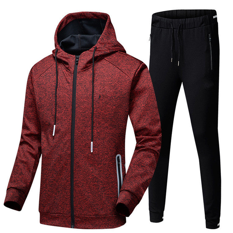 Men's Sports Suit – 2-Piece Tracksuit Set With Hooded Jacket & Leg Closing Pants
