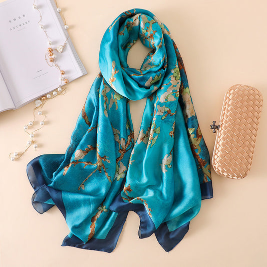 Silk Scarf Summer Sunscreen Shawl | Soft Rayon Silk Wrap | Travel & Office Accessories
