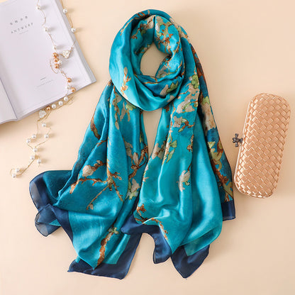 Silk Scarf Summer Sunscreen Shawl | Soft Rayon Silk Wrap | Travel & Office Accessories