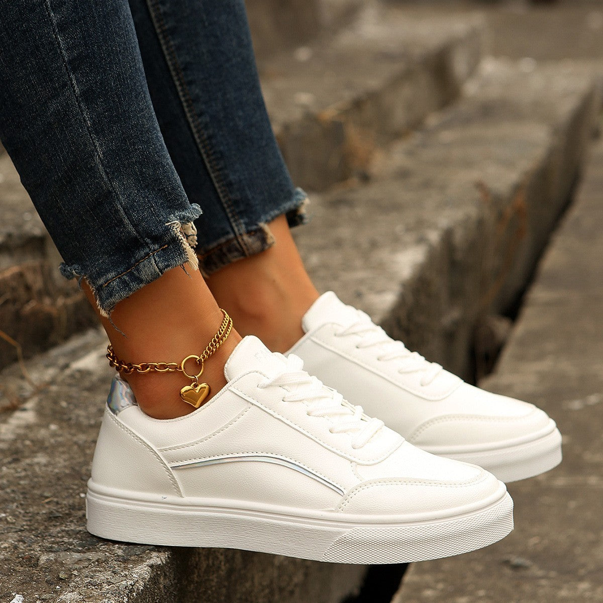 White Flats Shoes | Comfortable Lace-Up Flats Women With Round Toe Slip-Ons