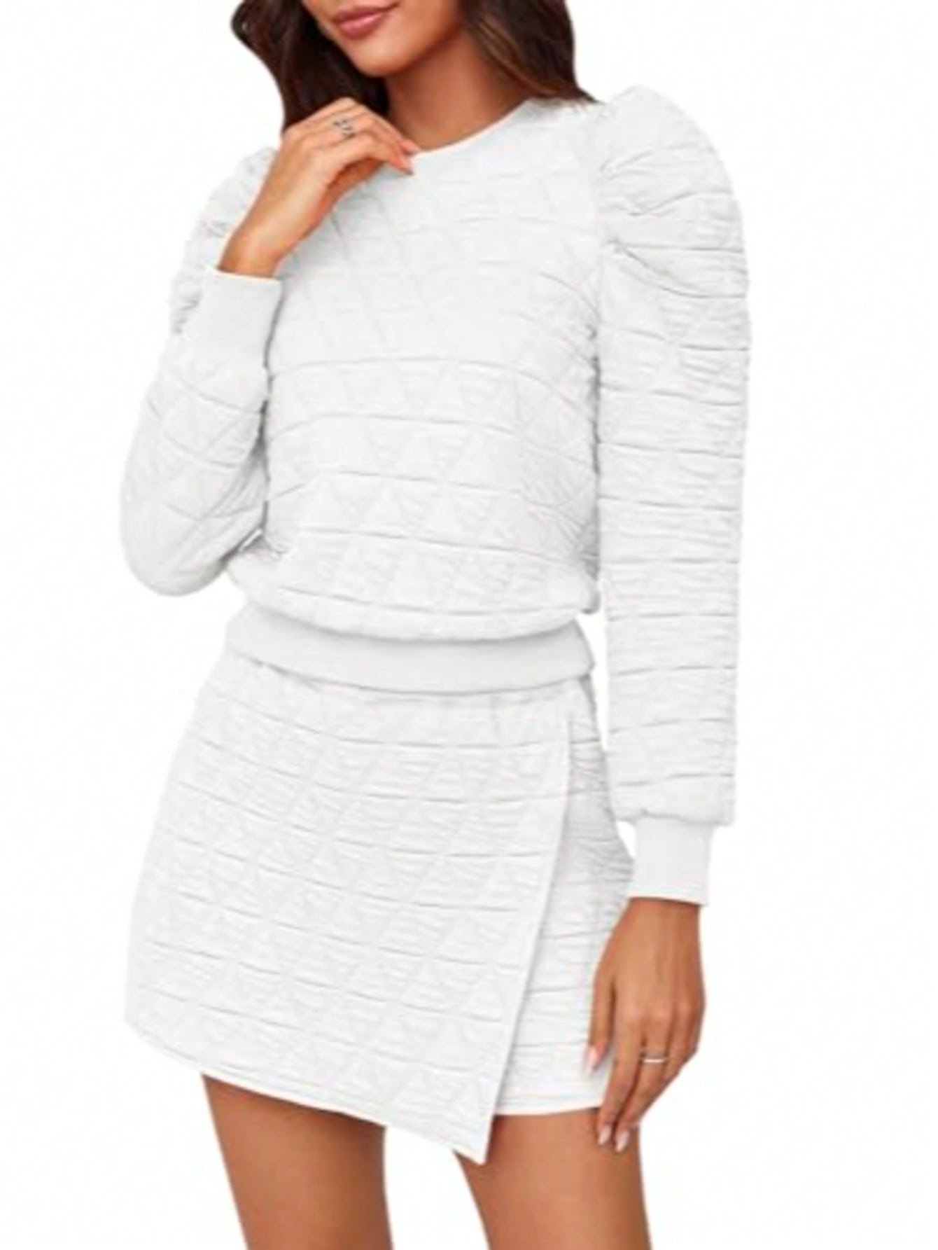 Women's Lounge Wear Set – Two Piece Outfit With Argyle Sweatshirt & Wrap Skort