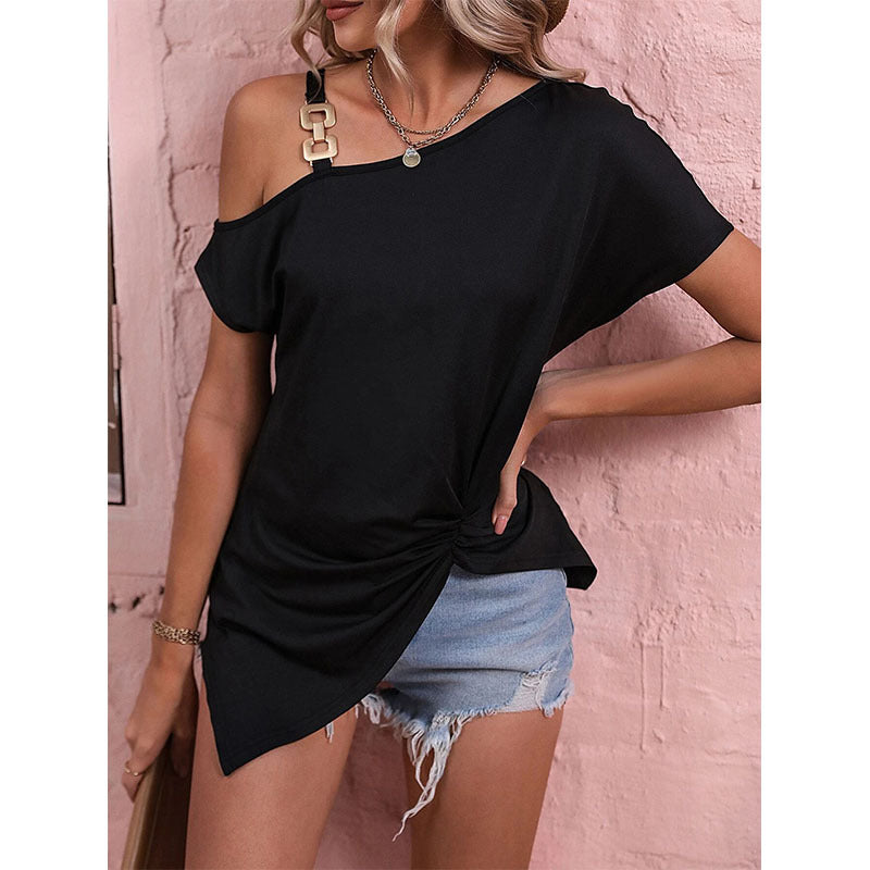 Off Shoulder Blouse Summer Tops | Irregular Design Cotton Pullover Shirt