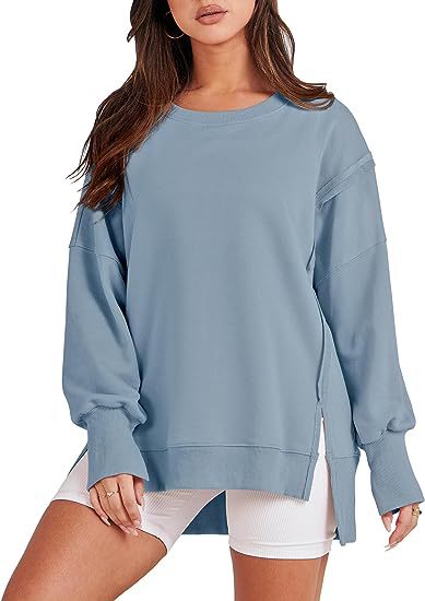Oversized Sweatshirt Women | Solid Color Crew Neck Pullover Hoodie | Warm Cozy Fall Top