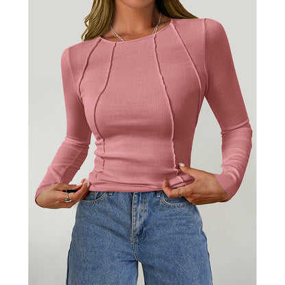 Women Slim Fit Tee – Long Sleeve Crewneck Top | Figure Flattering Fall Fashion