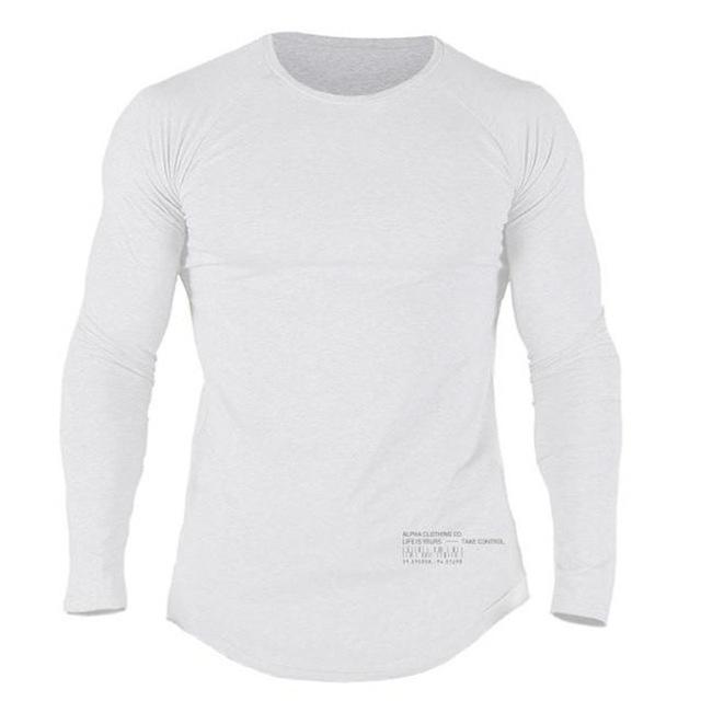 Men Long Sleeve Shirt – Cotton Workout Tee | Athletic Fitness Activewear