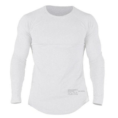Men Long Sleeve Shirt – Cotton Workout Tee | Athletic Fitness Activewear