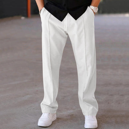 Men's Casual Trousers - Sports Loose Fit Drawstring Waist Pants With Bright Line Design
