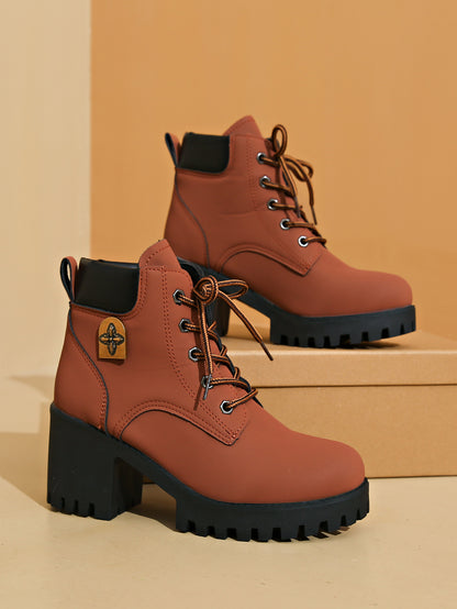 Plus Size Martin Boots | Chunky Heel Waterproof Platform Shoes | Wide Fit