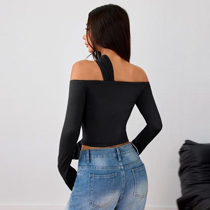 Autumn And Winter New Street Trend Style T-shirt Irregular Design Long Sleeve Top