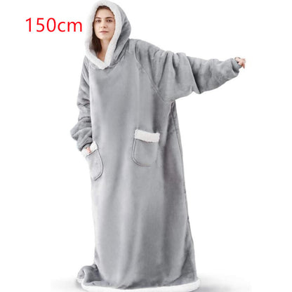 Hoodie Blanket – Oversized Pullover With Pockets | Winter Warm Cozy Wear