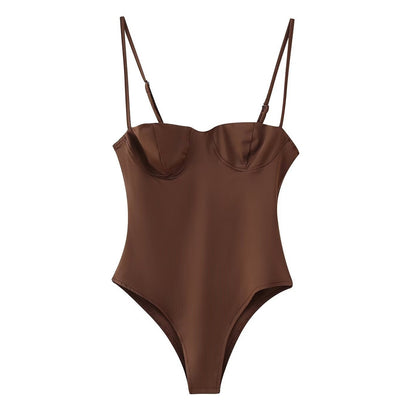 Women's Solid Color Camisole Underwear Bodysuit