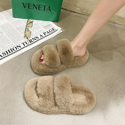 Fuzzy Slippers Women | Cozy Faux Fur Slippers With Soft Rubber Sole