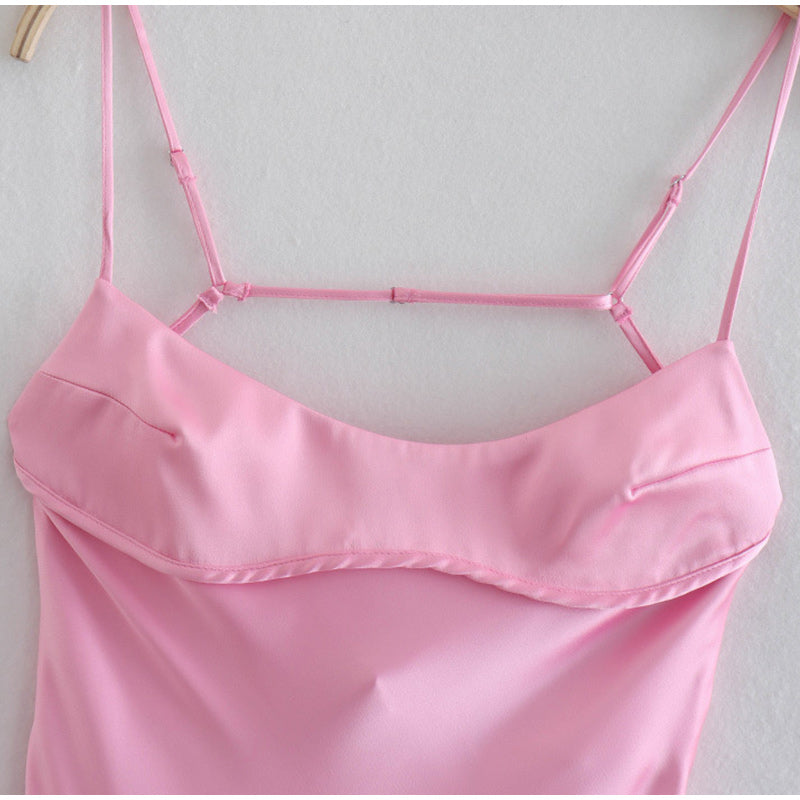 Satin Slip Dress - Elegant Long Summer Dress With Backless Sleeveless Design