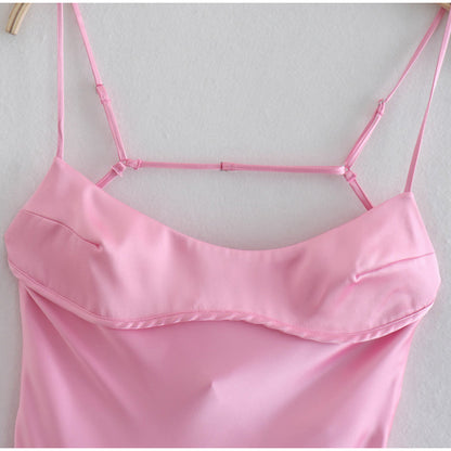 Satin Slip Dress - Elegant Long Summer Dress With Backless Sleeveless Design