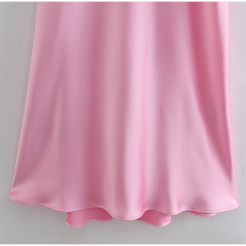 Satin Slip Dress - Elegant Long Summer Dress With Backless Sleeveless Design