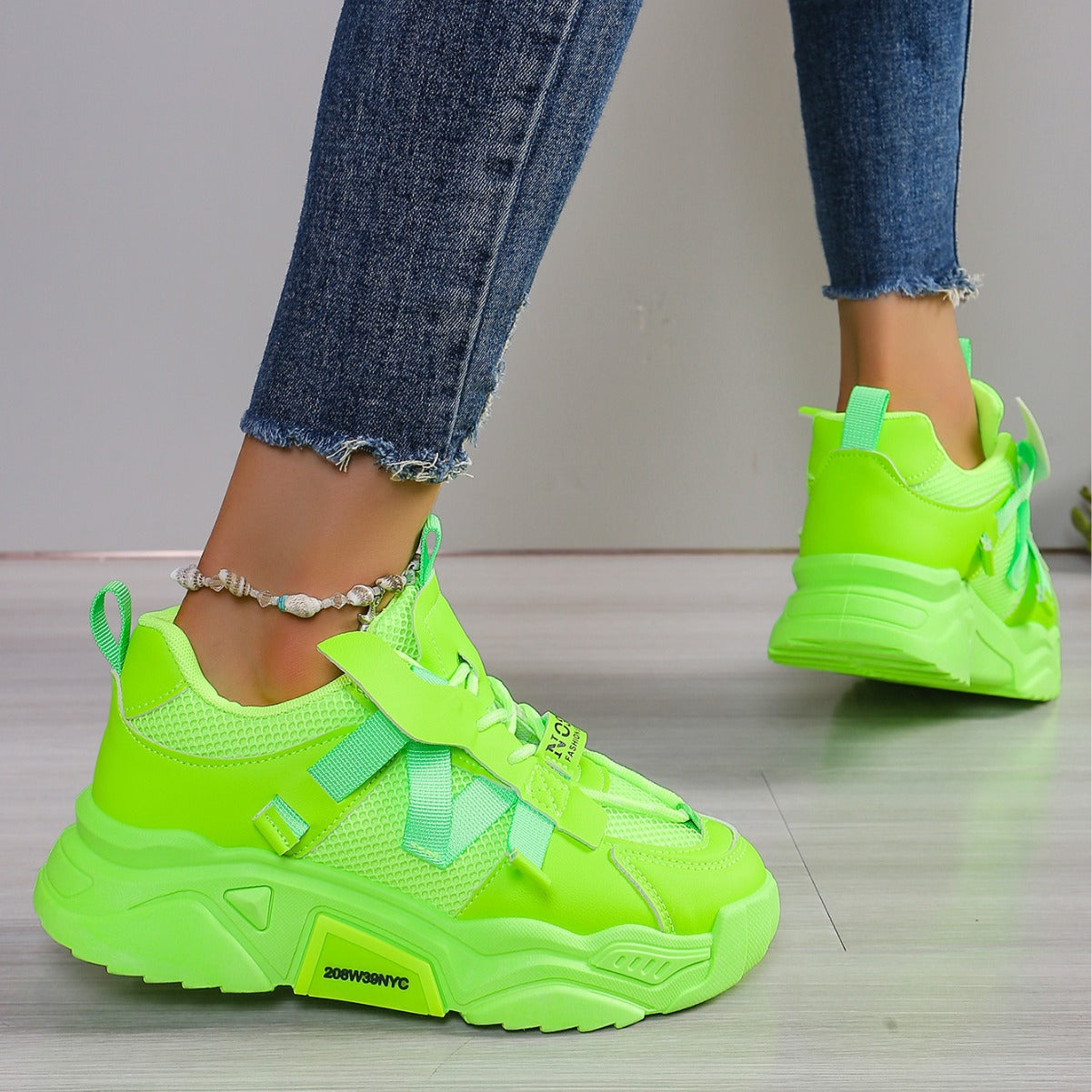 Women's Mesh Dad Shoes | Breathable Platform Sneakers With Animal Pattern