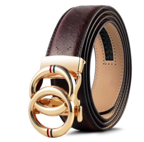 Automatic Leather Belt – Durable Two-Layer Cowhide Strap With Alloy Buckle