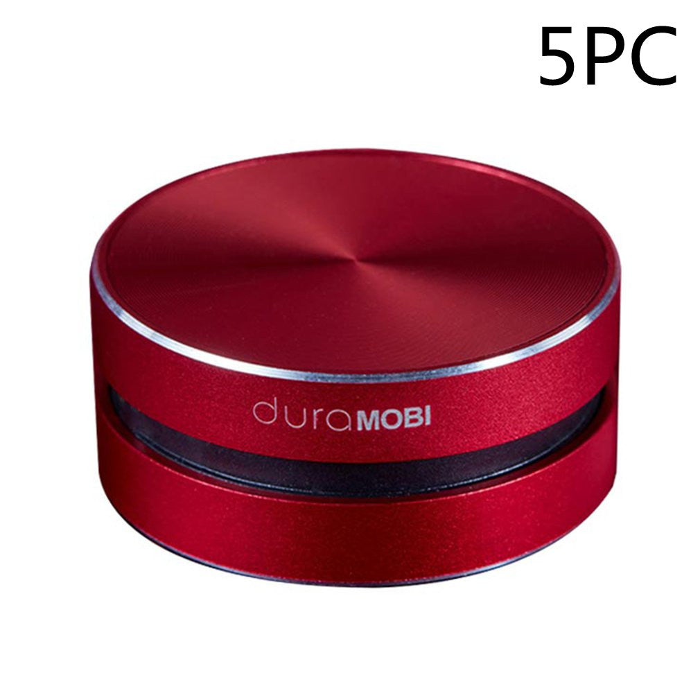 DuraMOBI round red grinder with metallic finish and black middle section, 5-piece set