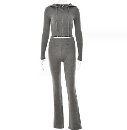 Women's Hoodie Suit | Stylish Casual Wear | Zip Sweater Set With High Waist Pants