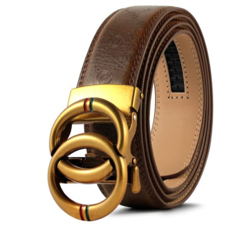 Automatic Leather Belt – Durable Two-Layer Cowhide Strap With Alloy Buckle
