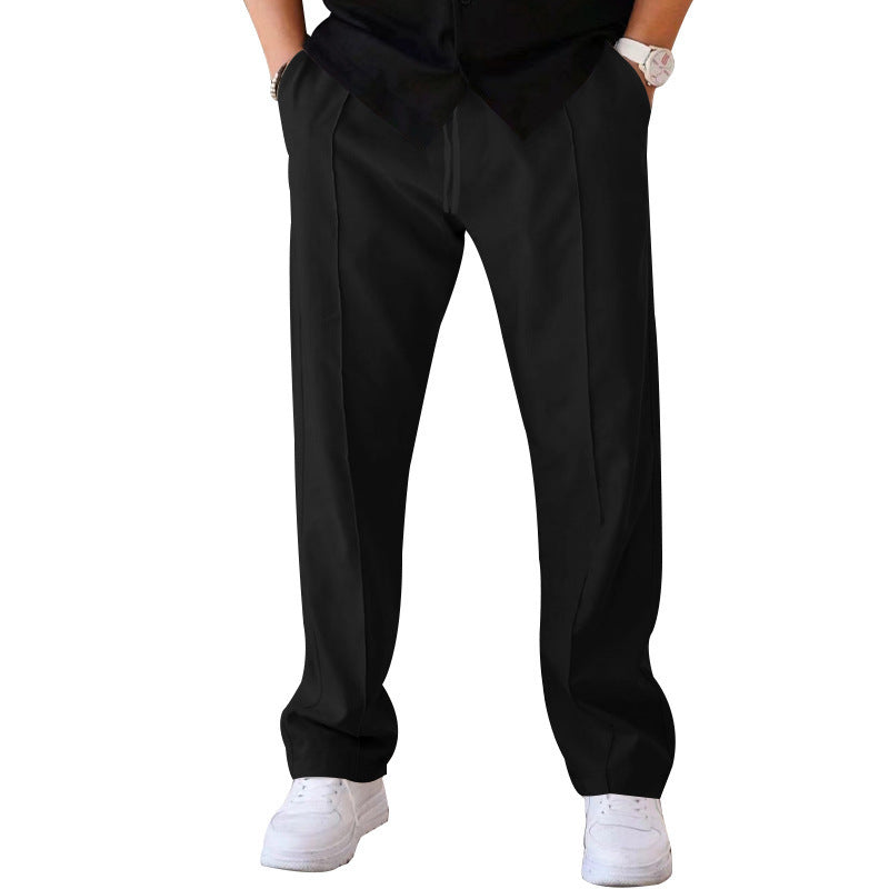 Men's Casual Trousers - Sports Loose Fit Drawstring Waist Pants With Bright Line Design