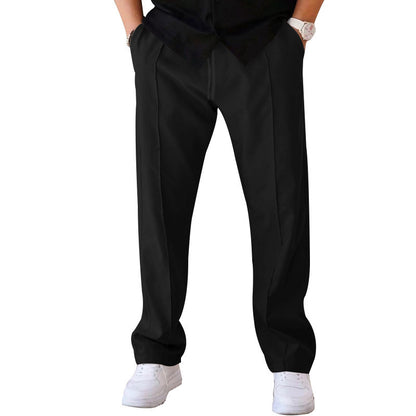 Men's Casual Trousers - Sports Loose Fit Drawstring Waist Pants With Bright Line Design