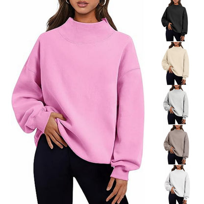 Pullover Sweatshirt Women | Loose Tops Round Neck Hoodie | Thick Solid Color Casual Wear