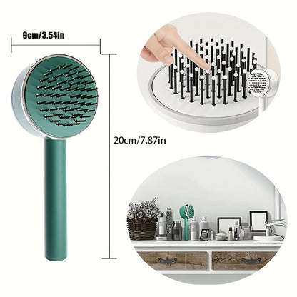 Self-Cleaning Hair Brush | Curly Hair Brush With 3D Air Cushion & Scalp Massage