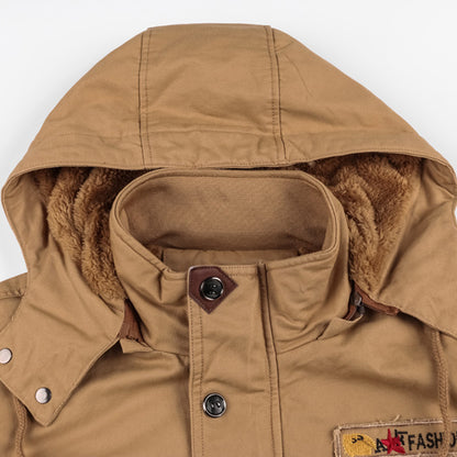 Men's Winter Jacket - Thermal Fleece Coat | Thick Hooded Military Style Outerwear