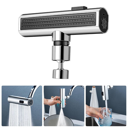 Modern chrome filter tap attachment with multiple water flow modes for kitchen sink