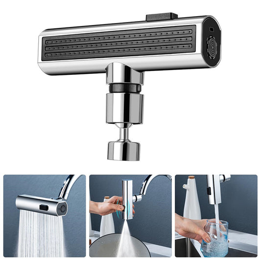 Modern chrome filter tap attachment with multiple water flow modes for kitchen sink