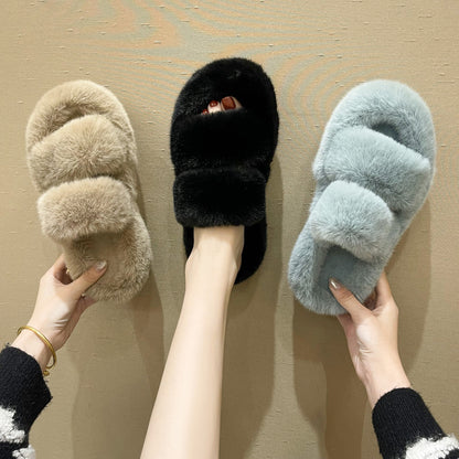 Fuzzy Slippers Women | Cozy Faux Fur Slippers With Soft Rubber Sole