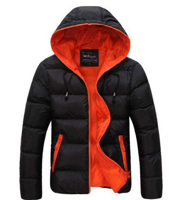 Candy Color Jackets | Men's Winter Cotton Blend Jacket With Hood & Zipper
