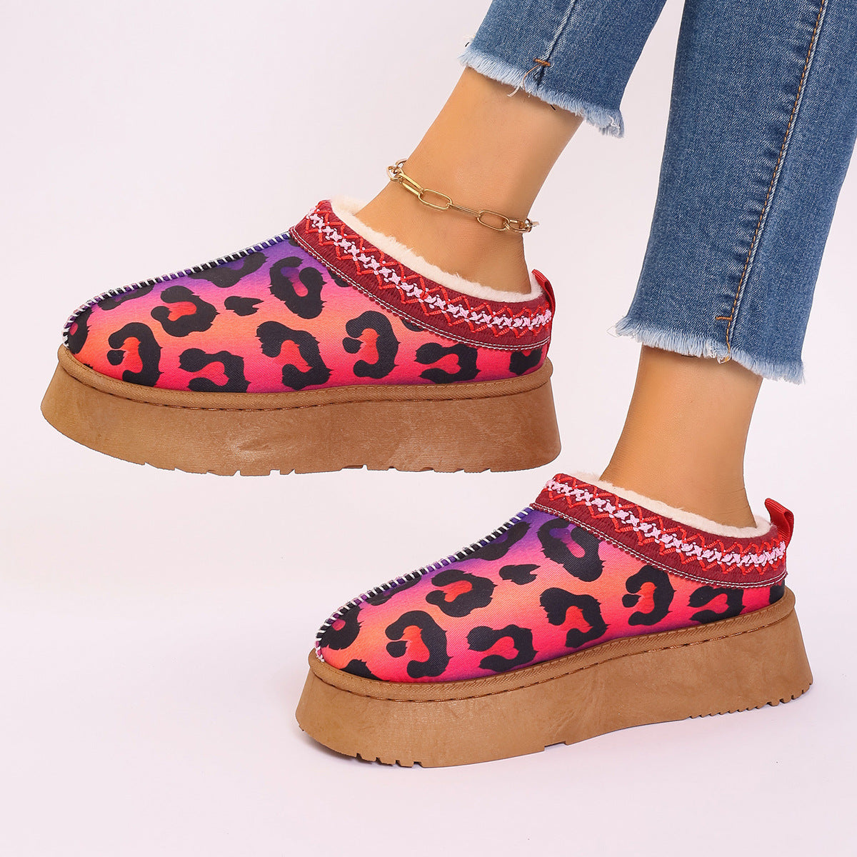 Women's Winter Ankle Boots | Plush Lined Slippers | Cartoon Print Comfort