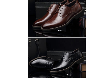 Men's Leather Shoes - Dress Business Casual Shoes With Durable Rubber Sole