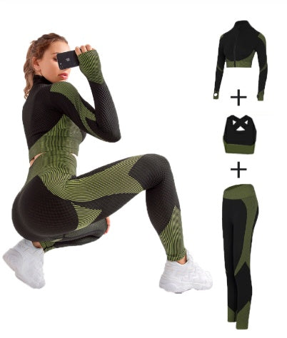 Female Yoga Sets - Long Sleeve Zipper Workout Jacket With Nylon Spandex