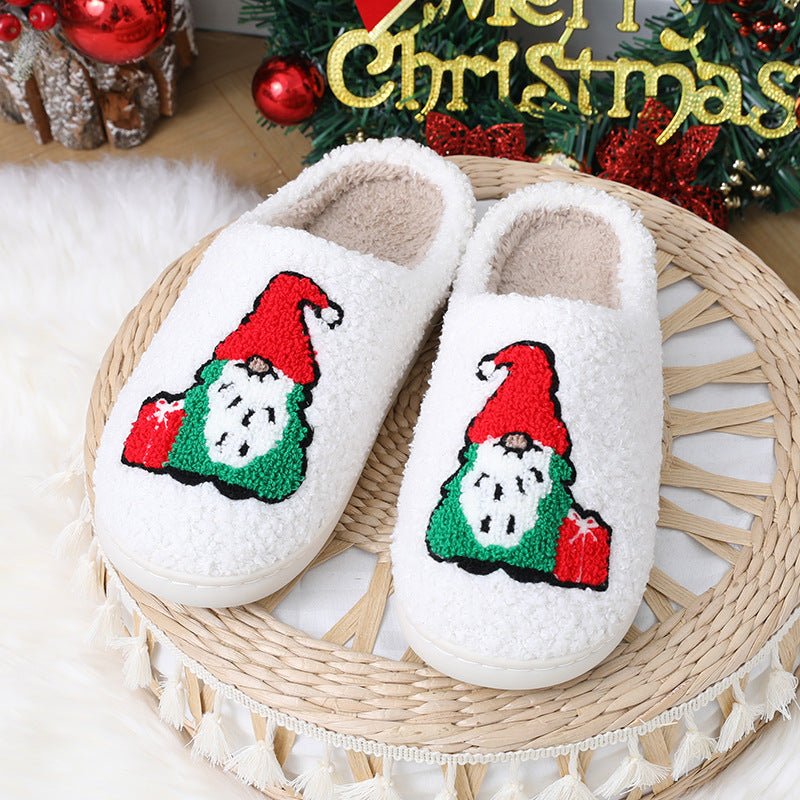 Cartoon Santa Slippers – Warm Plush Christmas Indoor Floor Shoes