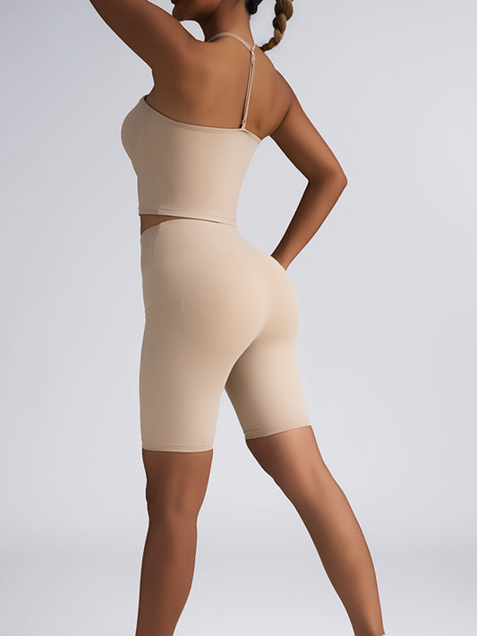 Womens Lounge Sets - Ribbed Two Piece Sets With High Waist Shorts & Pockets