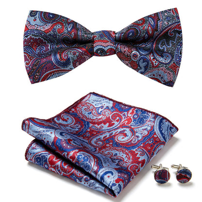 Stylish Bow Ties Set – Men's Floral Polyester Three Piece Tie Set