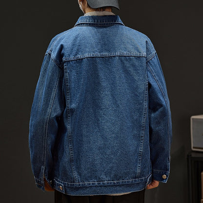 Denim Jacket Men | Classic Blue Cotton Coat With Size Stick Pocket