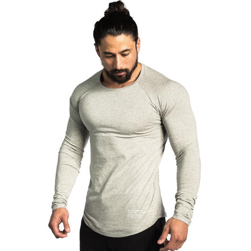Men Long Sleeve Shirt – Cotton Workout Tee | Athletic Fitness Activewear