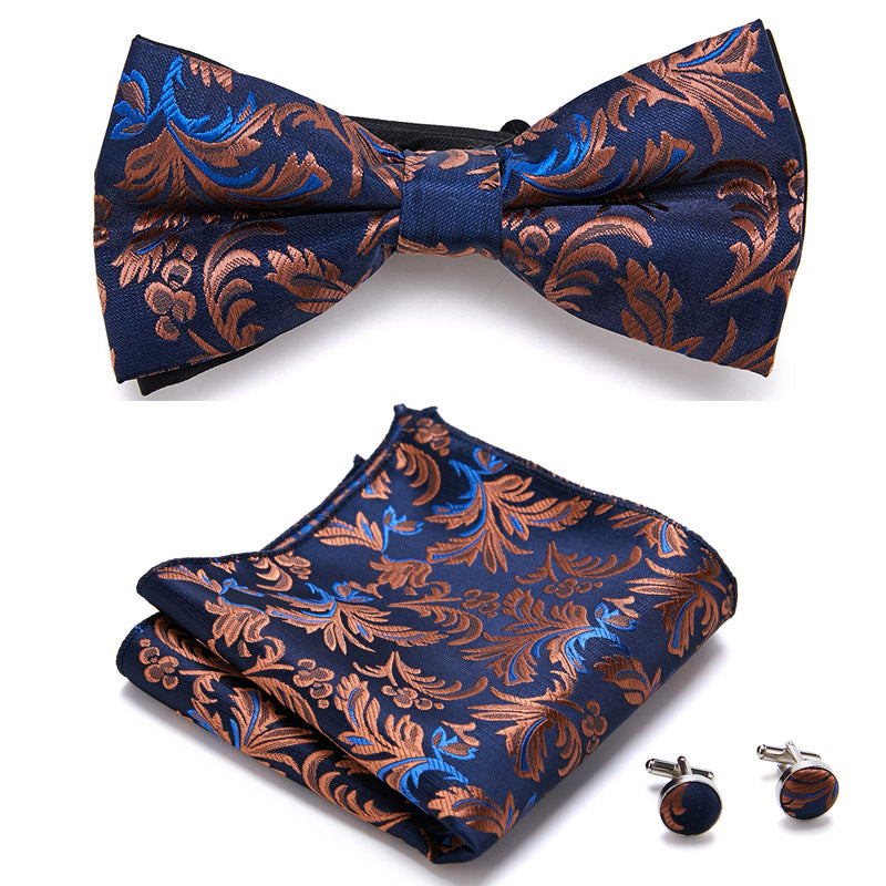 Stylish Bow Ties Set – Men's Floral Polyester Three Piece Tie Set