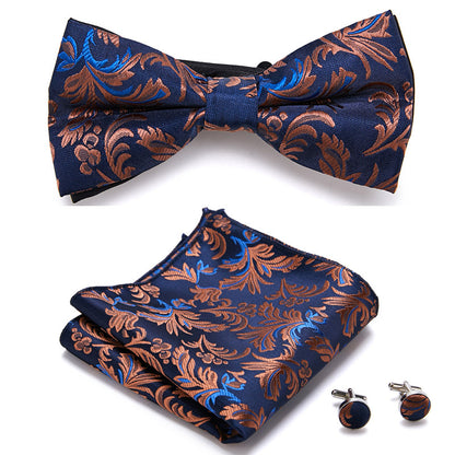 Stylish Bow Ties Set – Men's Floral Polyester Three Piece Tie Set