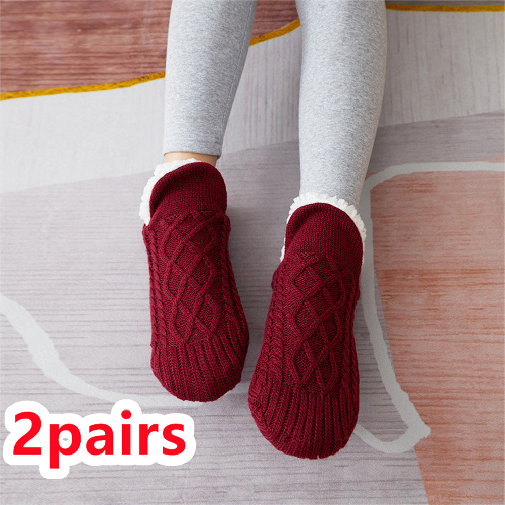 Winter Woolen Socks - Thick Indoor Slipper Socks With Non Slip Grip