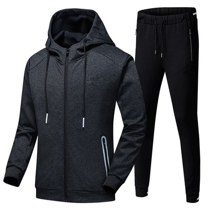 Men's Sports Suit – 2-Piece Tracksuit Set With Hooded Jacket & Leg Closing Pants