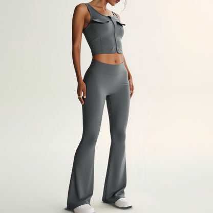 High Waist Sports Suit – Yoga Workout Set With Hip Lift Leggings & Belly Trimming