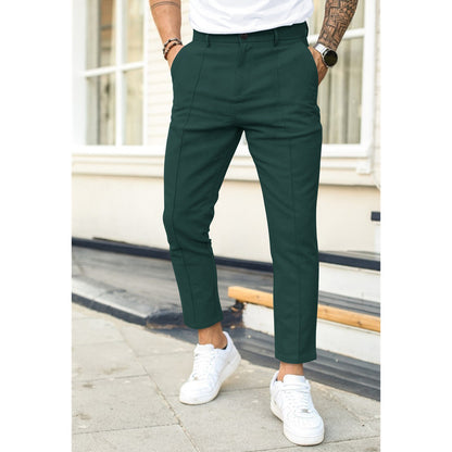 Casual Suit Pants For Men | Slim Fit Double Fold Cotton Blend Trousers