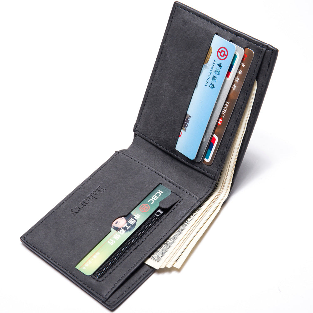 Men Wallet Slim - PU Leather Compact Zipper Coin Bag Money Clip Wallet